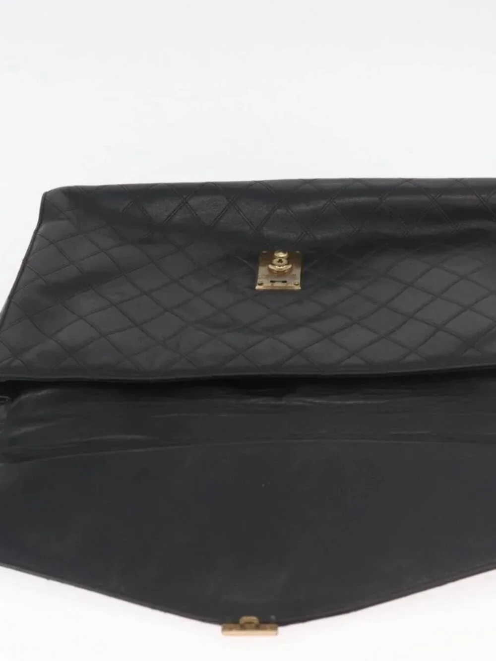 CHANEL Bicolore Business Bag Leather Black Gold CC Auth bs35400